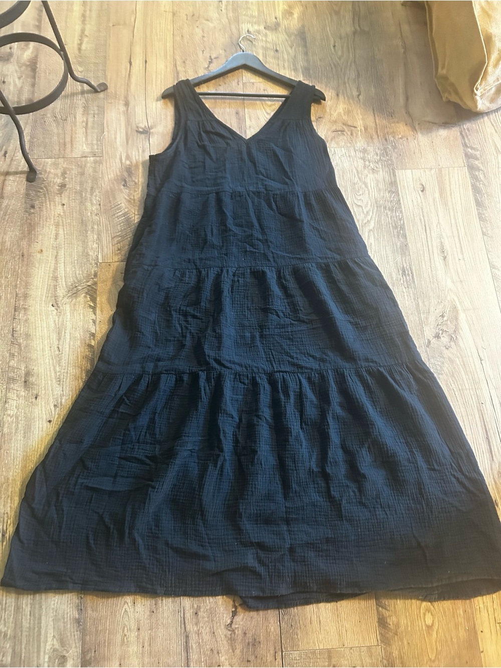 Marine Layer Black Sleeveless V-Neck Tiered Maxi Dress